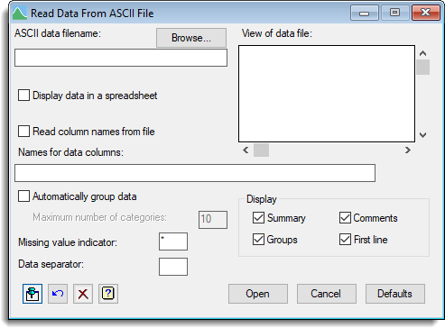 ASCII File • Genstat Knowledge Base