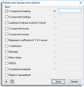 Partial Least Squares Save Options • Genstat Knowledge Base